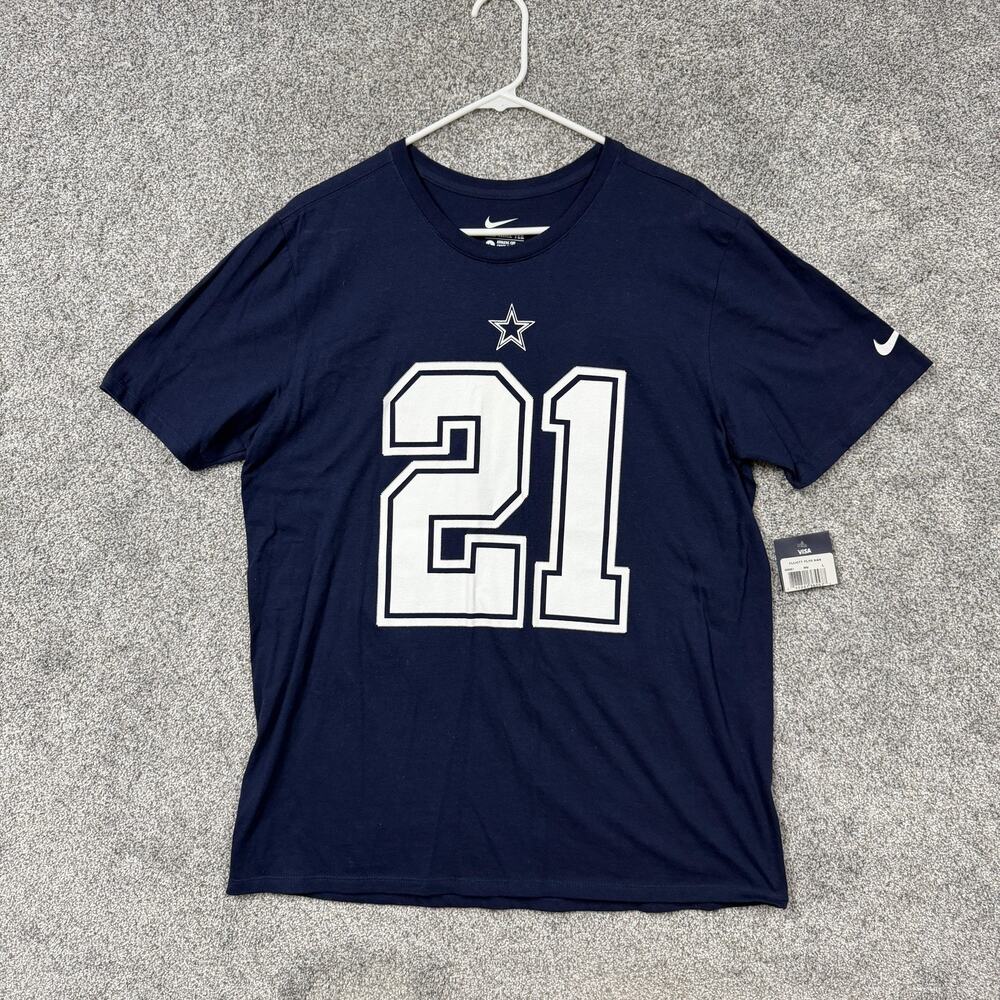 Nike Dallas Cowboys Shirt L Blue NFL Ezekiel Elliott 21 Streetwear Athletic NWT